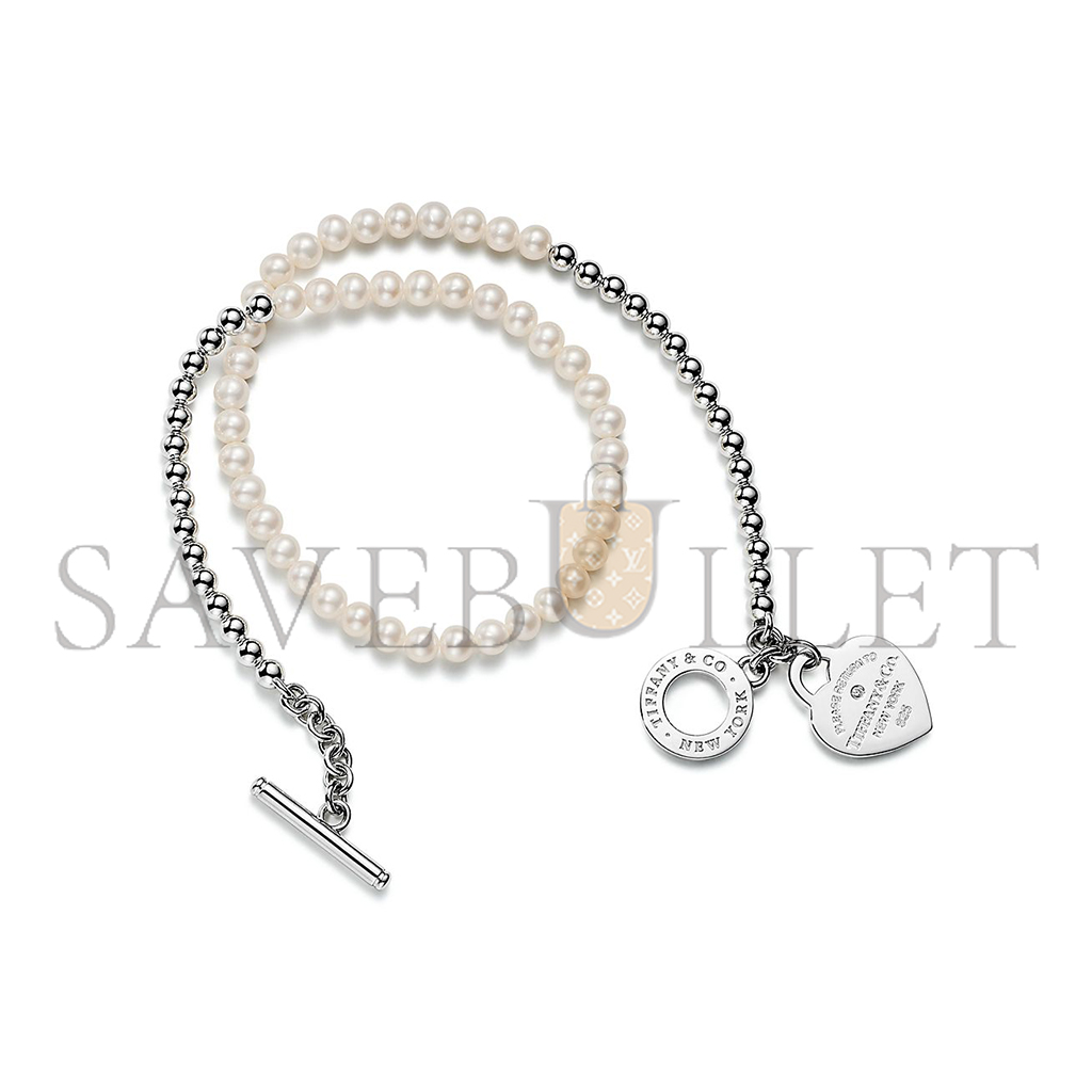 TIFFANY WRAP BEAD BRACELET IN SILVER WITH PEARLS AND A DIAMOND, SMALL 69783317